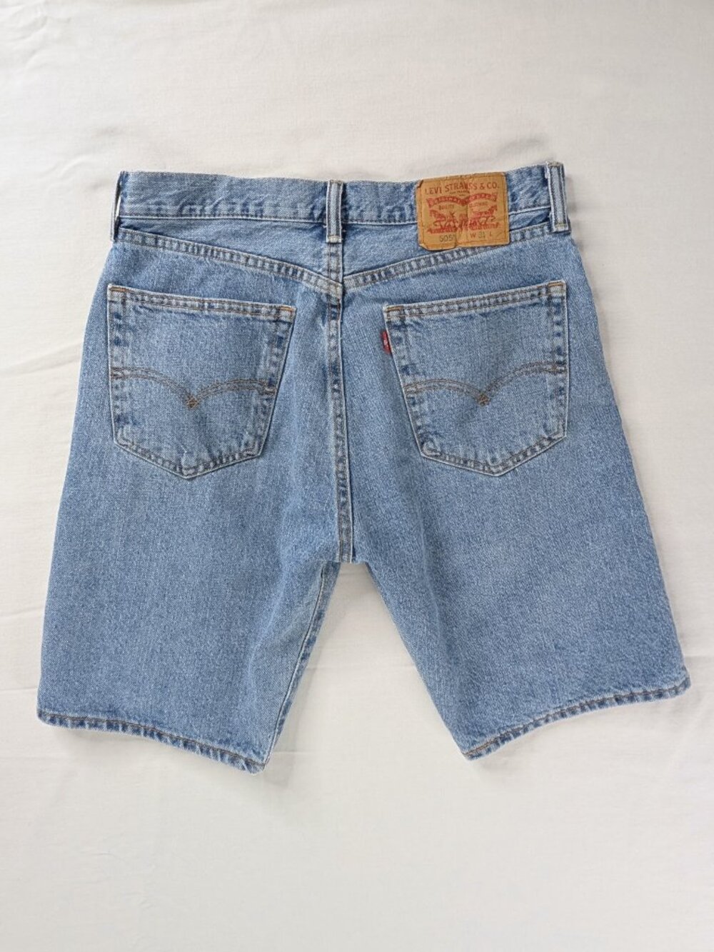 Retro Levi's Long Length 505 Light Wash High Rise Denim Shorts Jorts